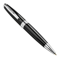 Elegant black and silver pen resting on a clean white background capturing the essence of sophistication and style