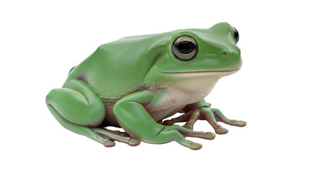 Isolated Green Tree Frog with Large Eyes, a common Australian amphibian, on no background