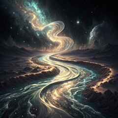 Celestial River of Stars Flowing Through a Cosmic Dreamscape