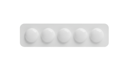 Isolated blister pack of round pills for pharmacy drugs or nutritional supplements