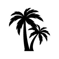 Obraz premium Two black silhouette palm trees on a white background offering tropical vibes