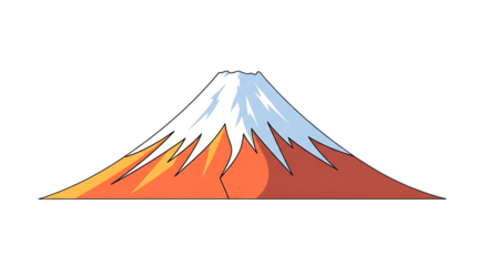 Illustration of stylized illustration of mount fuji, japans iconic volcano, isolated on transparent background