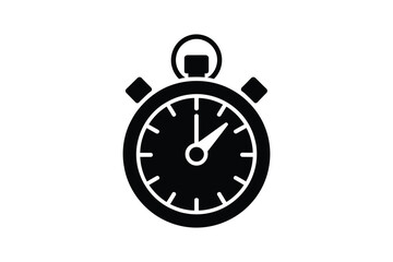 Black and white icon of a stopwatch measuring time