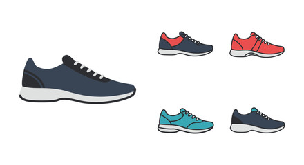 Colorful athletic shoes in varying designs and shades are displayed