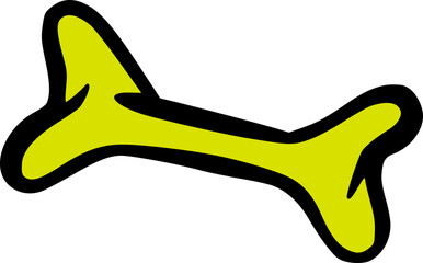 Halloween Bone, Cute Cartoon Graphic in Neon Green Yellow Colors. Isolated Vector Illustration for Sticker or Poster Design