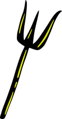 Halloween Pitchfork, Cute Cartoon Graphic in Neon Green Yellow Colors. Isolated Vector Illustration for Sticker or Poster Design