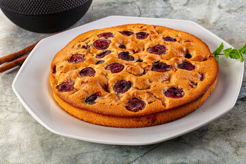 Crust homemade pie with plums