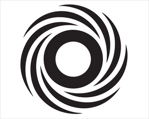 Abstract swirl spiral silhouette vector illustration in black and white