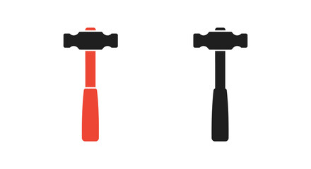 Two hammer silhouettes one red and one black displayed vertically