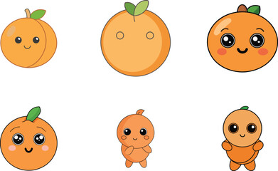 Apricot fruit cartoon flat color style vector illustration
