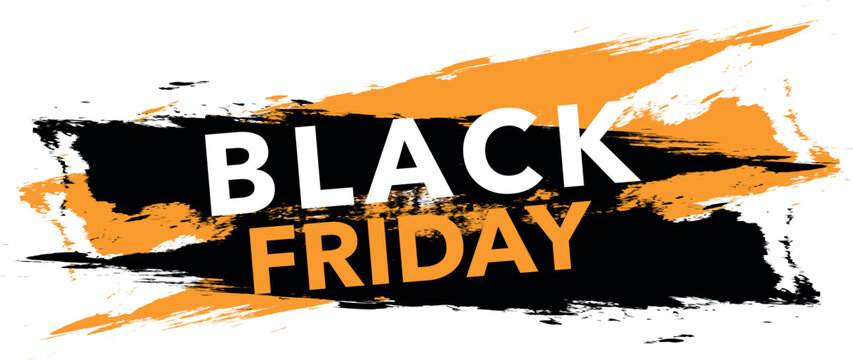 Black Friday Sale Banner — Bold Brush Stroke Design in Black and Orange - Powered by Adobe