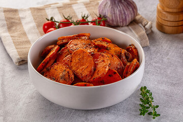 Tasty baked sweet potatoes with spices