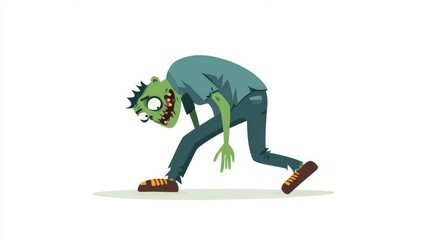 Obraz premium A stylized illustration of a cartoon zombie walking. Perfect for Halloween themes, horror art, or creative projects.