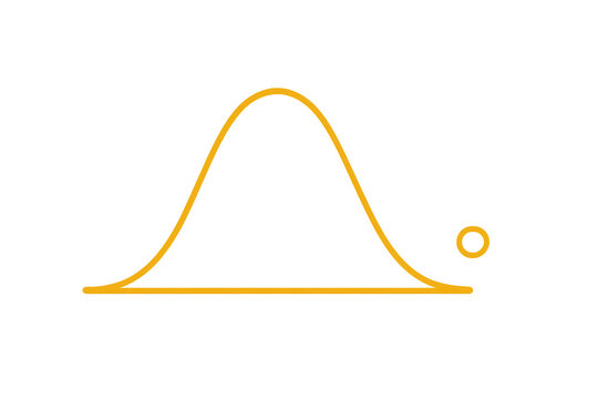 Hand-drawn yellow normal distribution bell curve isolated on transparent background