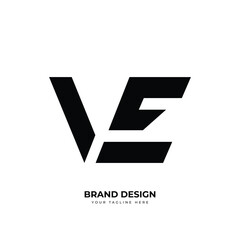 Letter Ve or Ev initial abstract typography logo