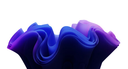 Illustration of abstract purple and blue wavy fabric isolated on transparent background