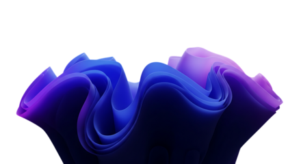 Illustration of abstract purple and blue wavy fabric isolated on transparent background