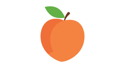 A simple illustration of an orange fruit with a single green leaf