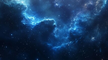 A deep, mysterious blue wallpaper with a nebula and stars