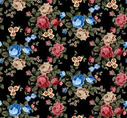 Hand draw rose pattern in vector. Seamless floral pattern design