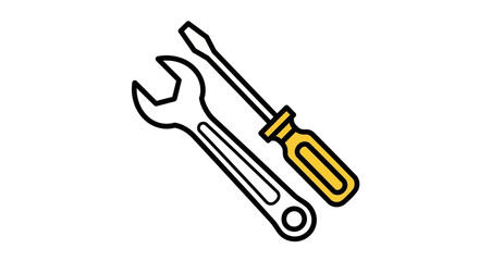 Essential hand tools for practical repair and maintenance tasks, featuring a versatile wrench and a reliable screwdriver, symbolizing construction and problem-solving utility