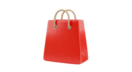 Red shopping bag isolated on transparent background conceptual image of retail, commerce, consumerism, and purchase perfect for ecommerce and online shopping