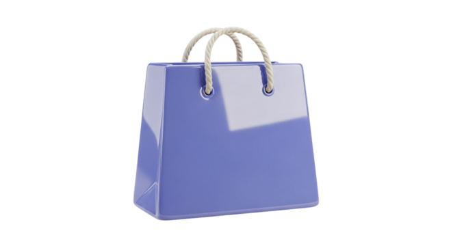 Stylish blue shopping bag with rope handles, perfect for retail therapy and carrying your purchases isolated on transparent background