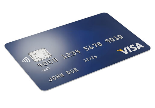 blue visa credit card with chip and contactless symbol