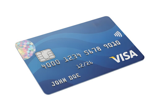 visa credit card isolated on white contactless payment