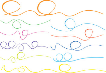 Colorful decorative swirl line collection with abstract curves and playful loops. Hand drawn vector dividers perfect for invitations, frames, and creative layouts. Modern ornament design for borders a