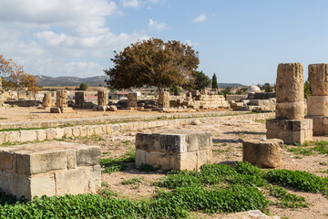 The remains of the Roman Temple of Aphrodite, Palaepaphos, the famous Sanctuary of Aphrodite, Kouklia, Paphos, Cyprus