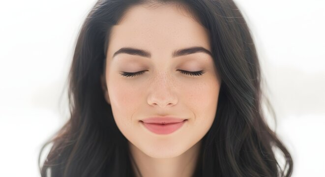 Serene Young Woman Meditating Outdoors in Nature with Eyes Closed