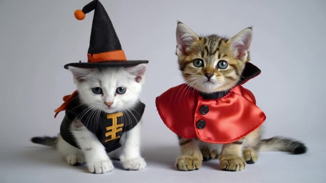 Dos gatitos disfrazados para  Halloween 