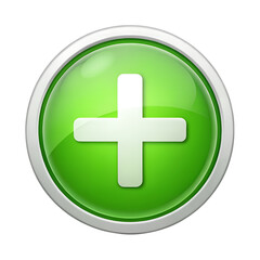 Obraz premium Green Plus Sign Icon with White Border on White Background isolated on a transparent background