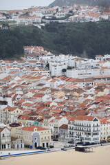 The aerial view of town of Nazare. Portugal 