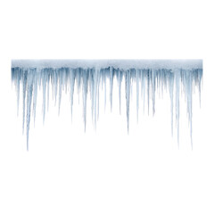  icicles hanging down, isolated on a white background. icicle border. 