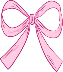 Long Tailed Ribbon Bow In Gentle Line Art