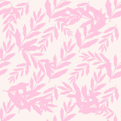 Leaf Seamless Pattern, Botanical Foliage Digital Paper, Hand Drawn Nature Plant Design, Elegant Greenery Illustration for Fabric and Scrapbooking