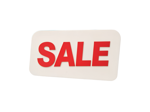 Rectangular Sale Sign With Red Text graphic design isolated on a transparent background