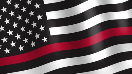 american usa firefighter fire service thin red line flag in the wind - Powered by Adobe