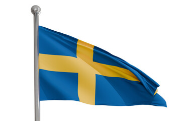 sweden national flag flying, transparent background