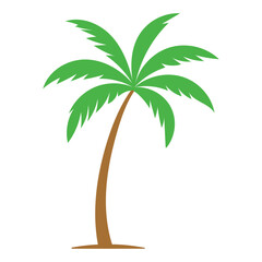 Obraz premium Palm Tree Vector Icon in Flat Color Style for Tropical, Travel, and Summer Nature Design