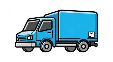 Blue delivery truck commercial vehicle for transporting goods cargo van for shipping and distribution
