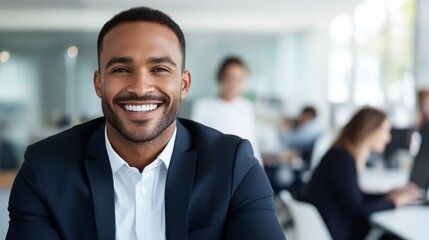 Smiling African American Businessman in Office, Portrait , Leadership