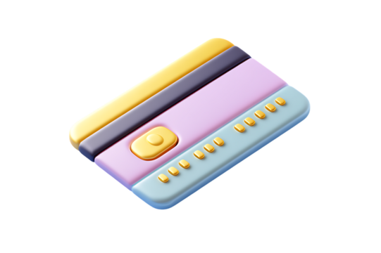 Colorful 3D Render of a Credit Card Emphasizing Modern Financial Transactions and Banking Operations   isolated on white background , cutout	
