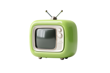 Nostalgic Charm: A Mint Green Retro Television Set Brings Vintage Flair to Modern Spaces  isolated on white background , cutout	