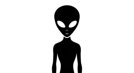 Alien silhouette graphic on white background