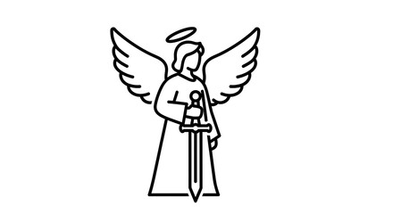 Angel with wings and sword illustration