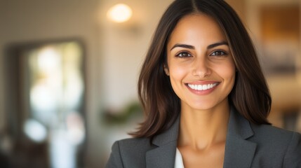 Smiling Brunette Professional Portrait in Suit, Business, Leader