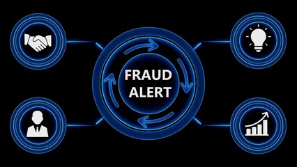 Fraud alert concept illustrating financial crime prevention and awareness with modern circular design